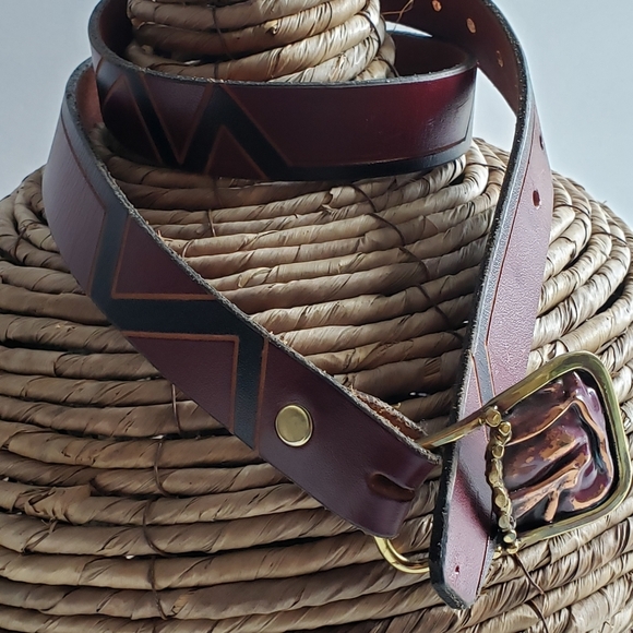 Vintage Boho Western leather belt - Picture 2 of 8
